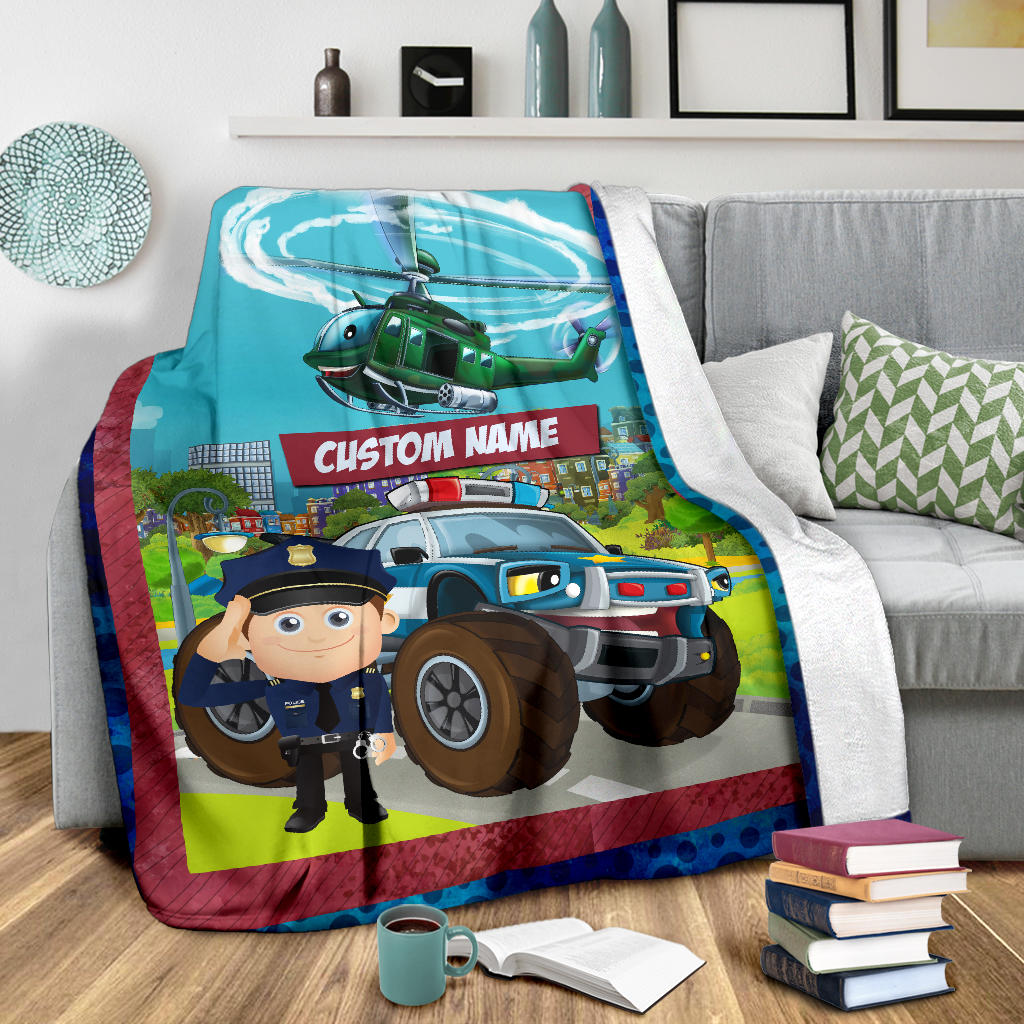 Personalized Name Police Blanket with Character Personalization