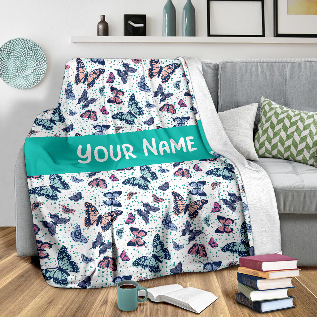 Personalized Name Butterflies Blanket for Girls & Boys, Children Blanket