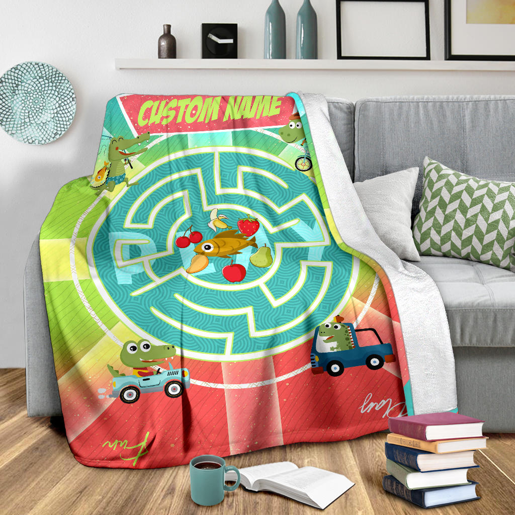 Personalized Name Dino, Dinosaur & Fish Blankets for Kids