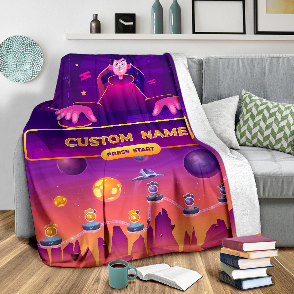 Personalized Name Gaming, Gamer Blanket for Boys and Girls, Kids Name Blanket