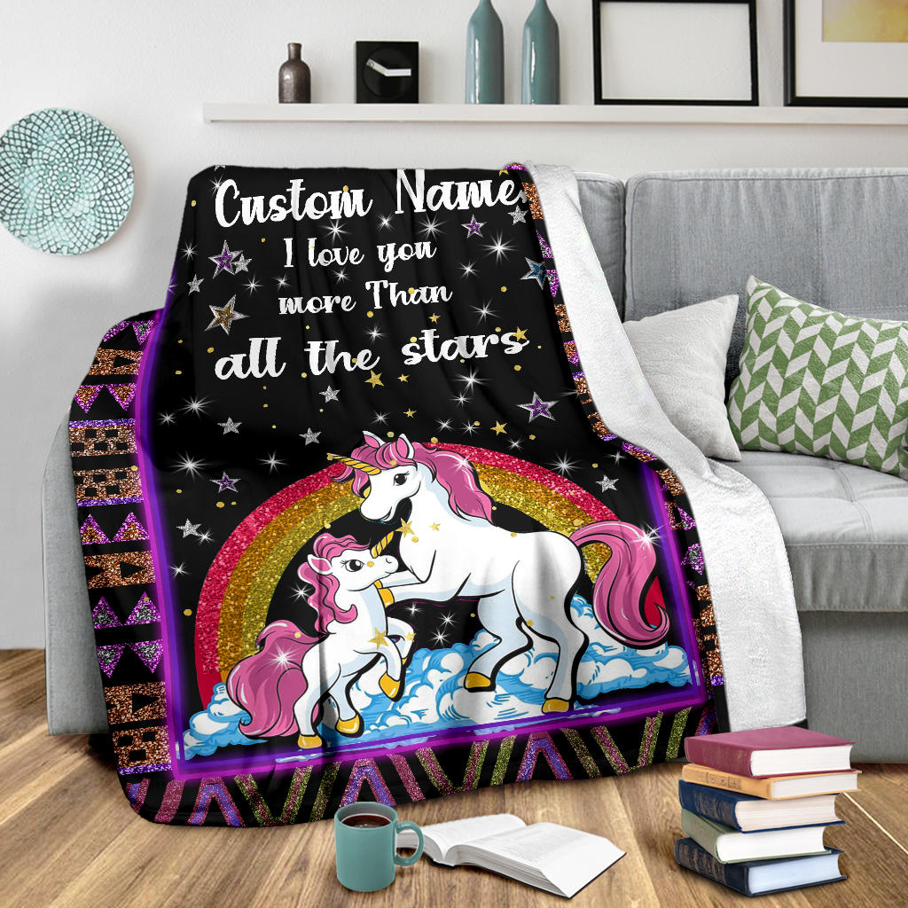 Personalized Name I Love You More Than All the Stars Blanket for Girls