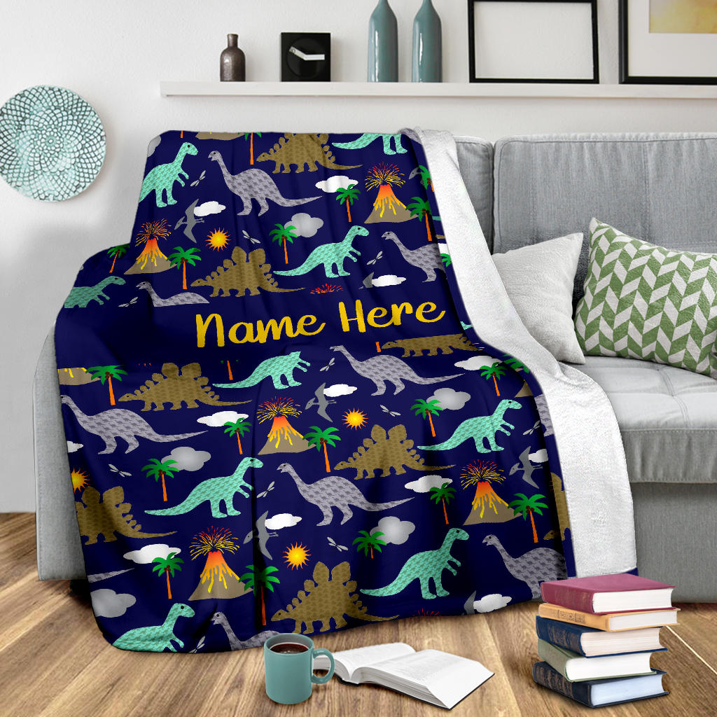 Personalized Dinosaurs, Dino World Blanket for Boys & Girls, Kids