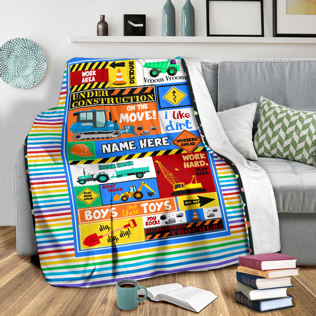 Under Construction Personalized Blanket for Boys