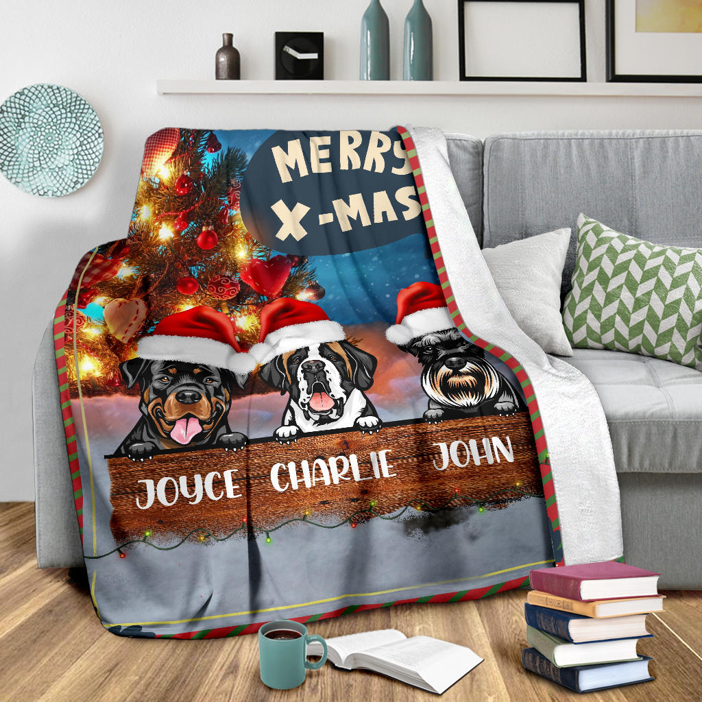 Personalized Cozy Christmas Blanket for Dog Lovers