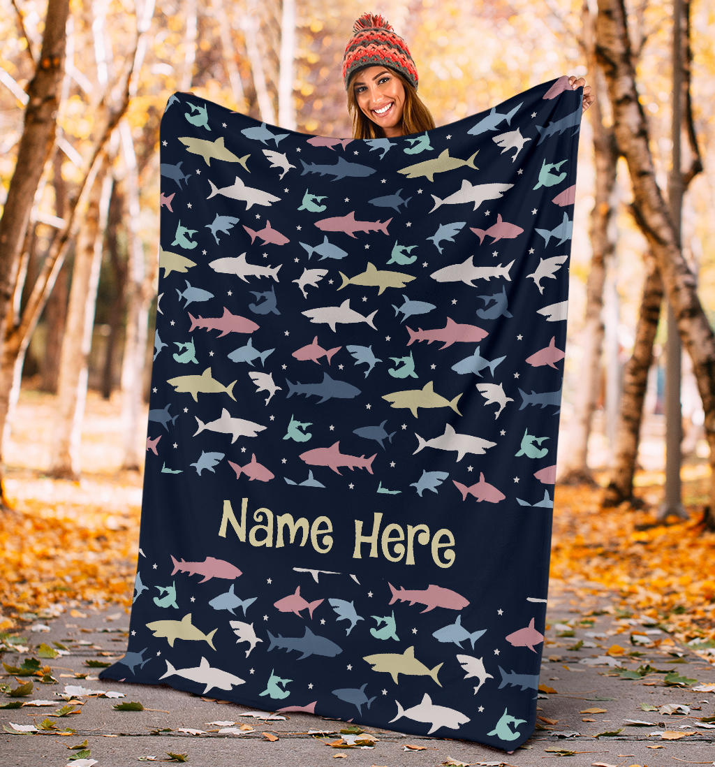 Personalized Name Shark Blanket for Kids