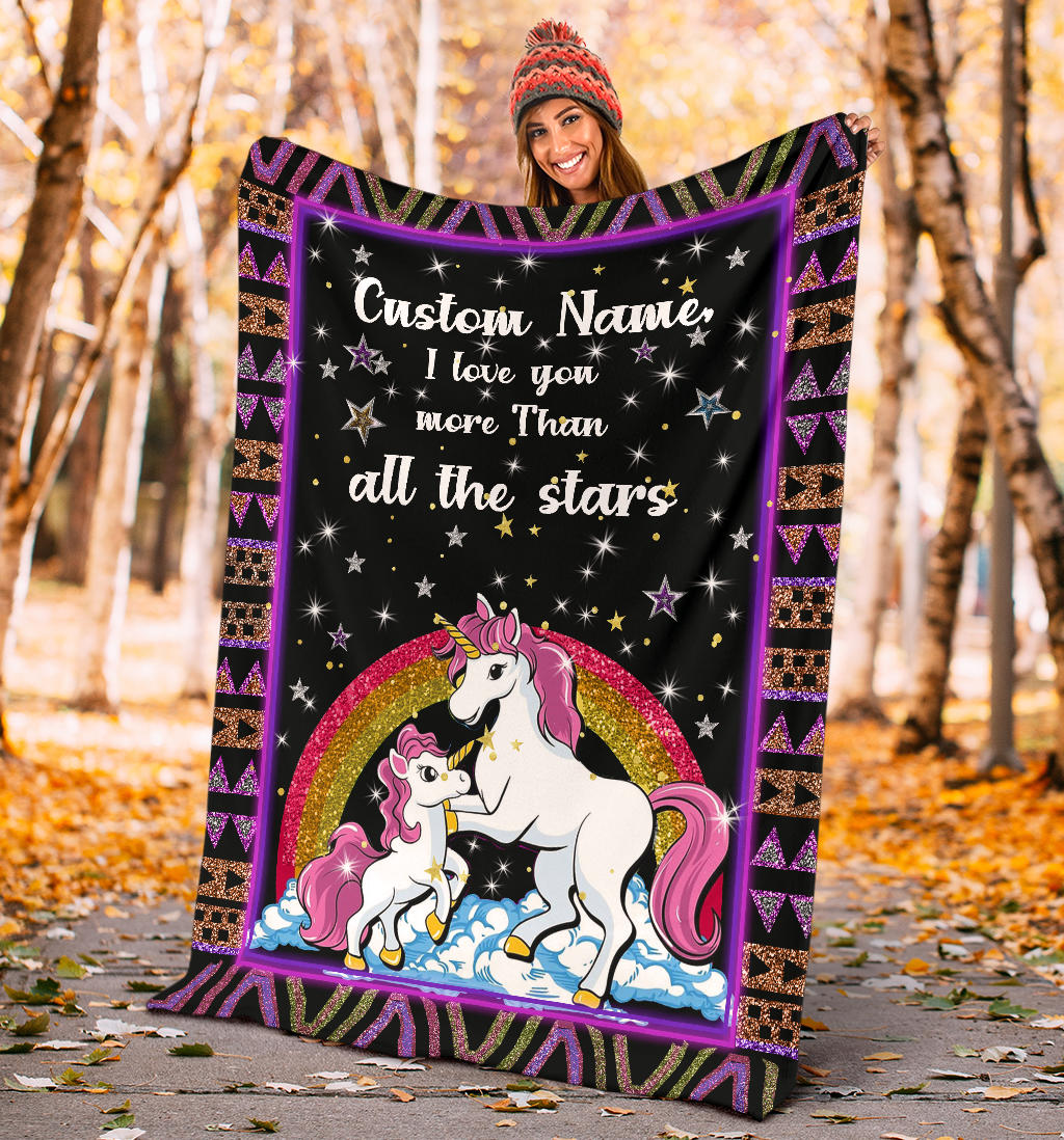 Personalized Name I Love You More Than All the Stars Blanket for Girls