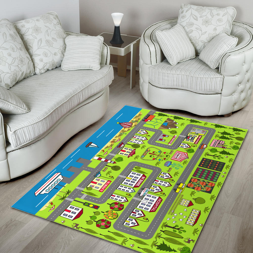 City Streets with River Play Mat For Kids, Activity Rug for Boys, Girls & Toddlers