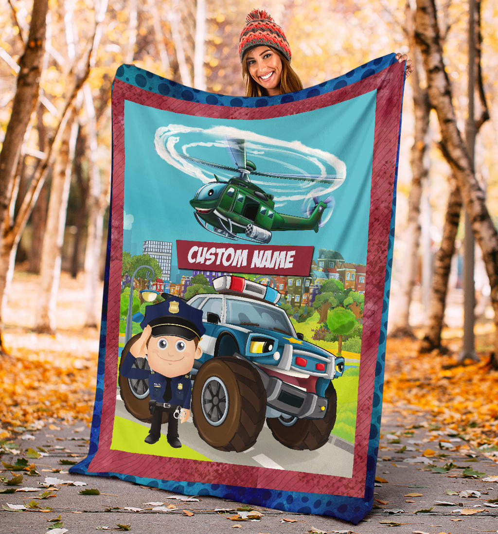 Personalized Name Police Blanket with Character Personalization