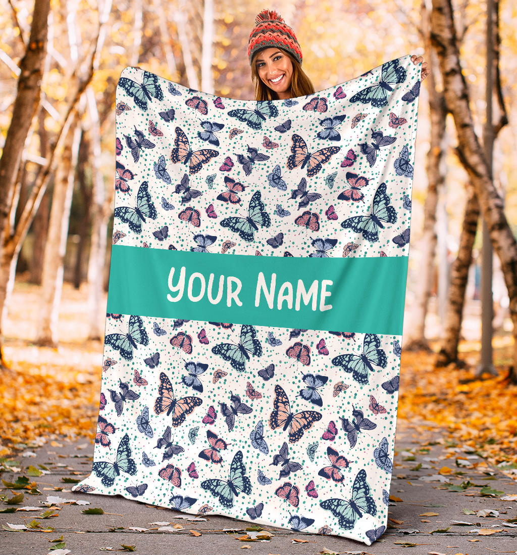 Personalized Name Butterflies Blanket for Girls & Boys, Children Blanket