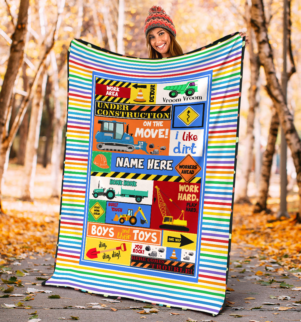 Under Construction Personalized Blanket for Boys