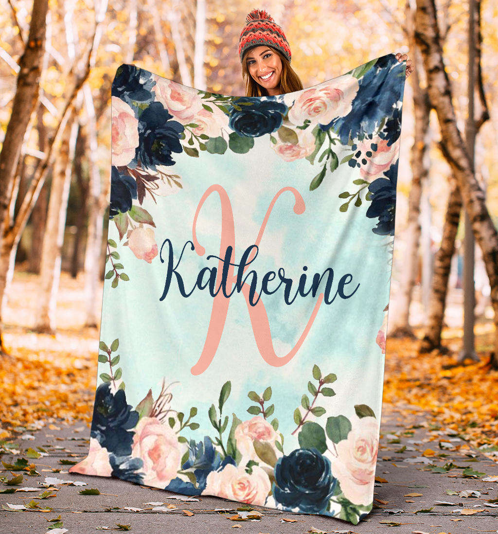 Personalized Name Baby & Girls Blanket with Roses