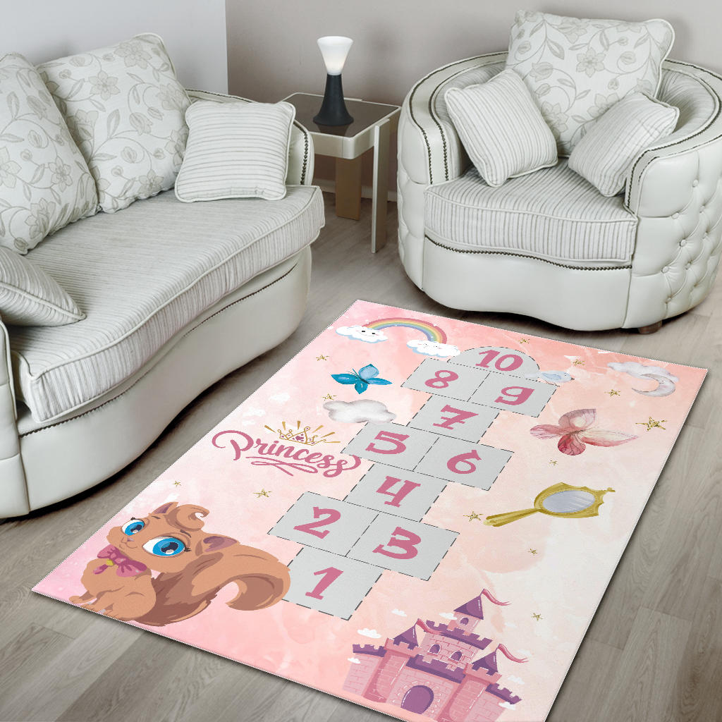 Princess Room Castle & Numbers Play Mat, Carpet for Girls Room