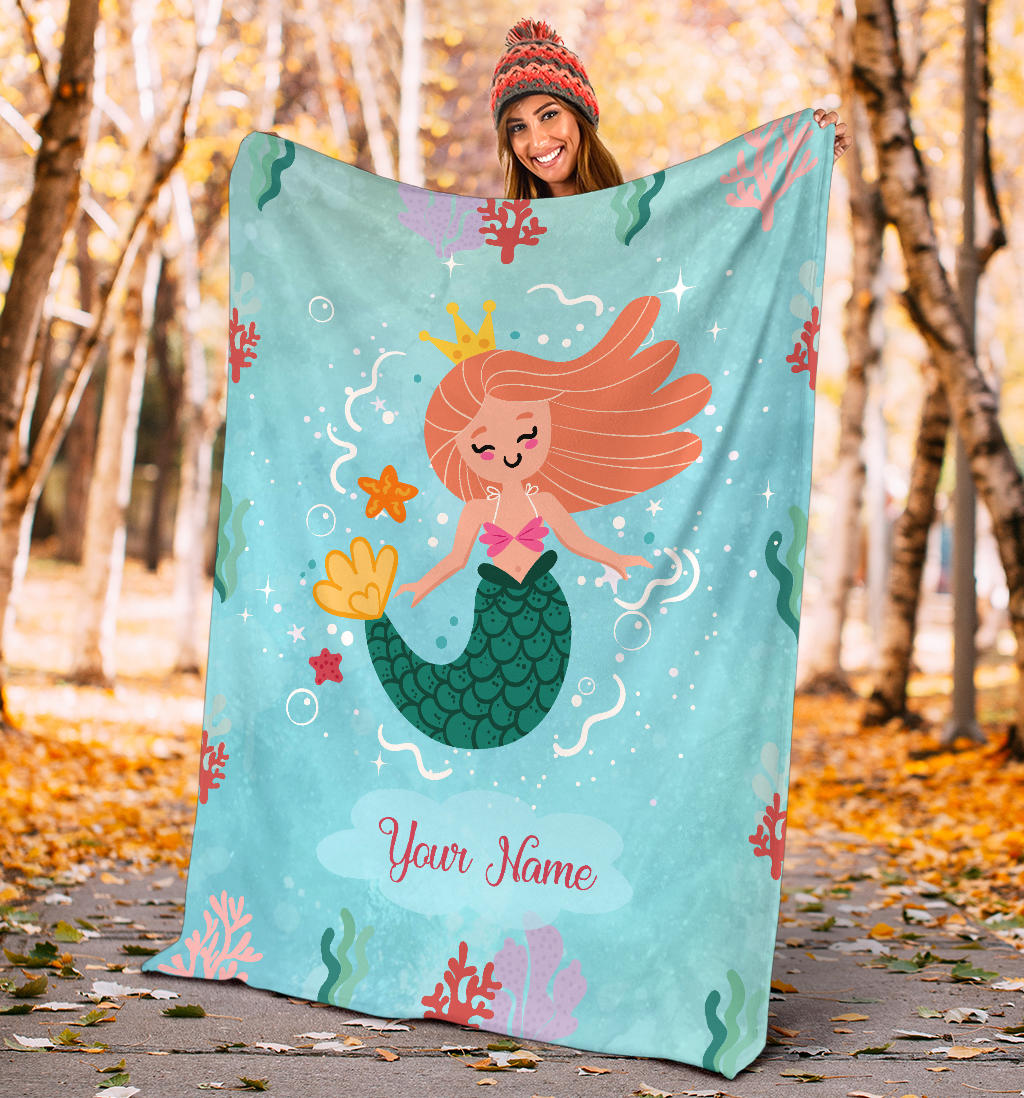 Personalized Name Mermaid Blanket for Girls