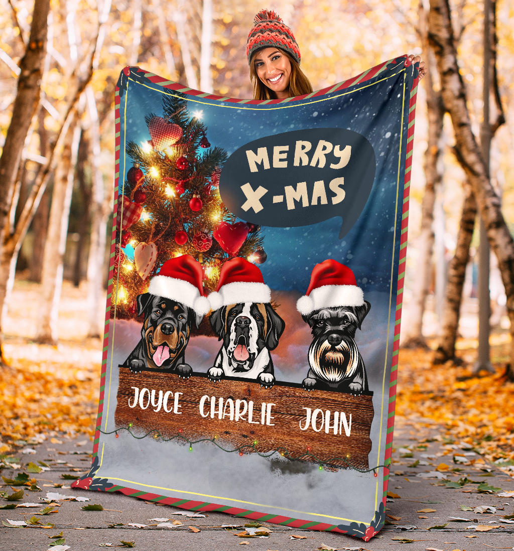 Personalized Cozy Christmas Blanket for Dog Lovers