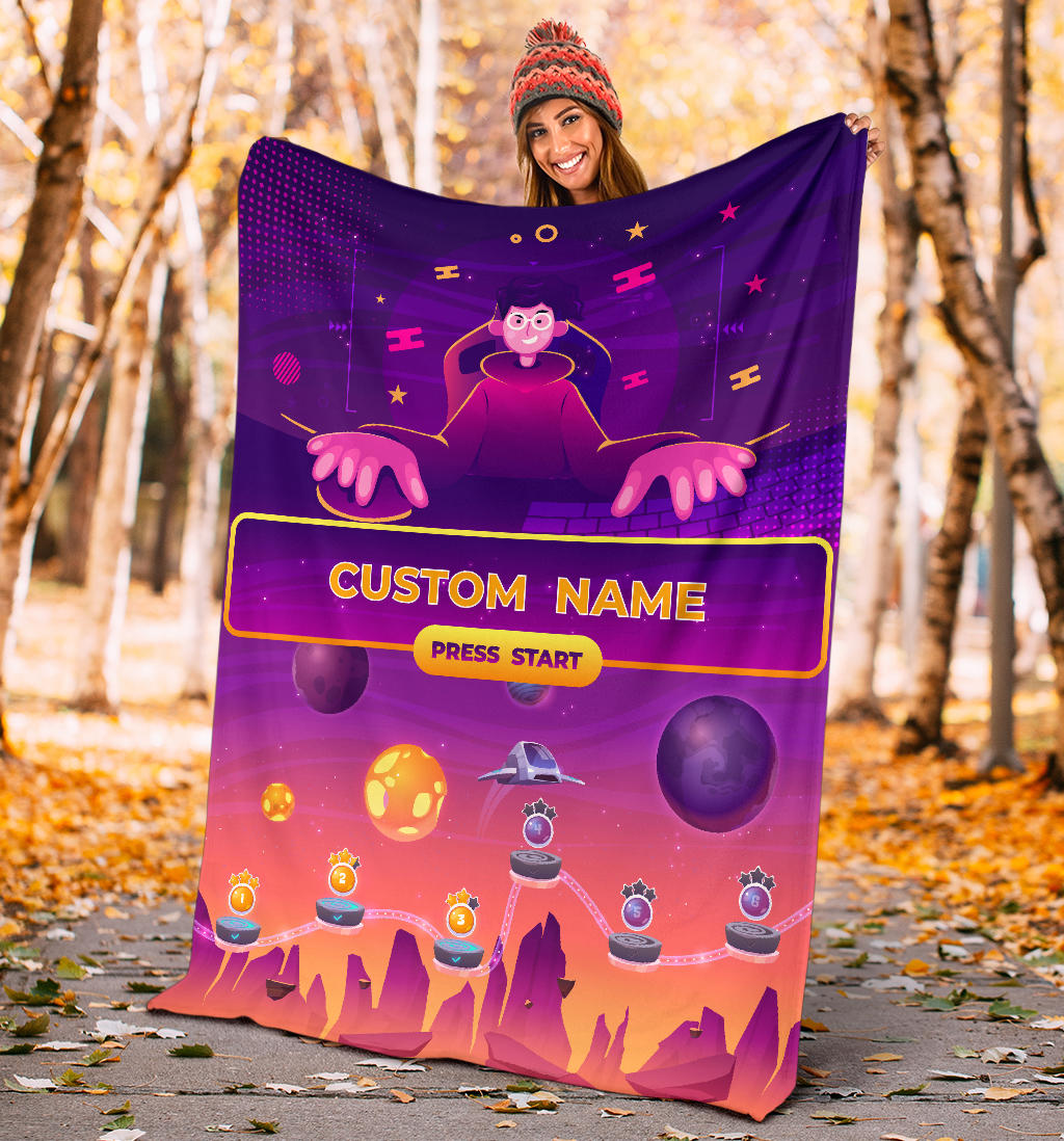 Personalized Name Gaming, Gamer Blanket for Boys and Girls, Kids Name Blanket