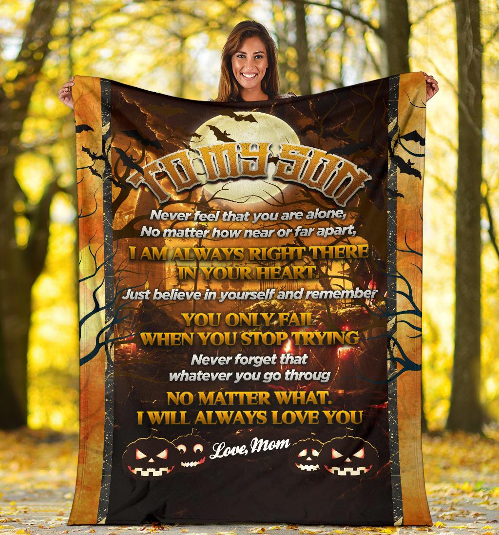 Halloween Blanket for a Son from Mother, Gift from Mother to Son