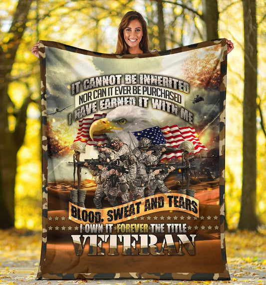 Veterans Day Gift, Army Veteran Blanket, USA Eagle Blanket