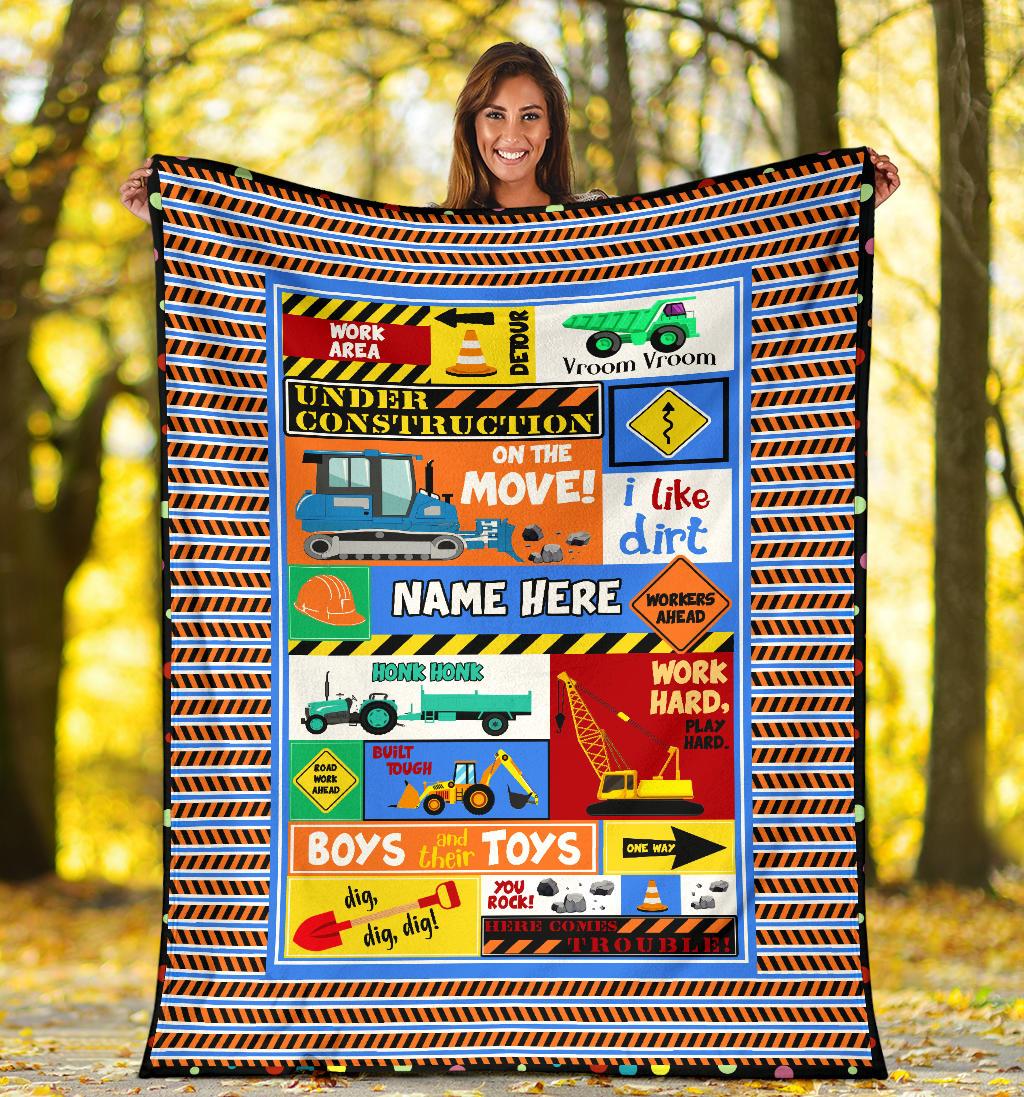 Under Construction Personalized Blanket for Boys
