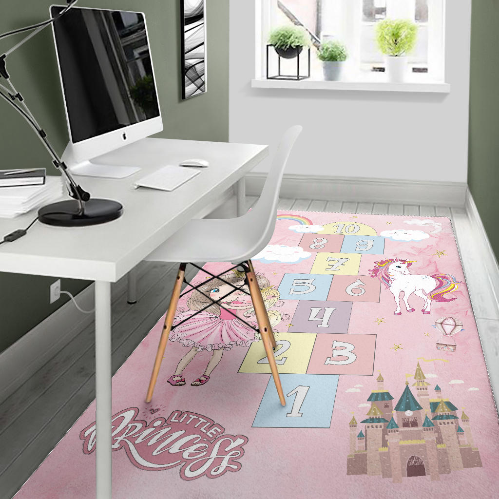 Little Princess & Unicorn Play Mat with Numbers | Carpet for Girl's Room