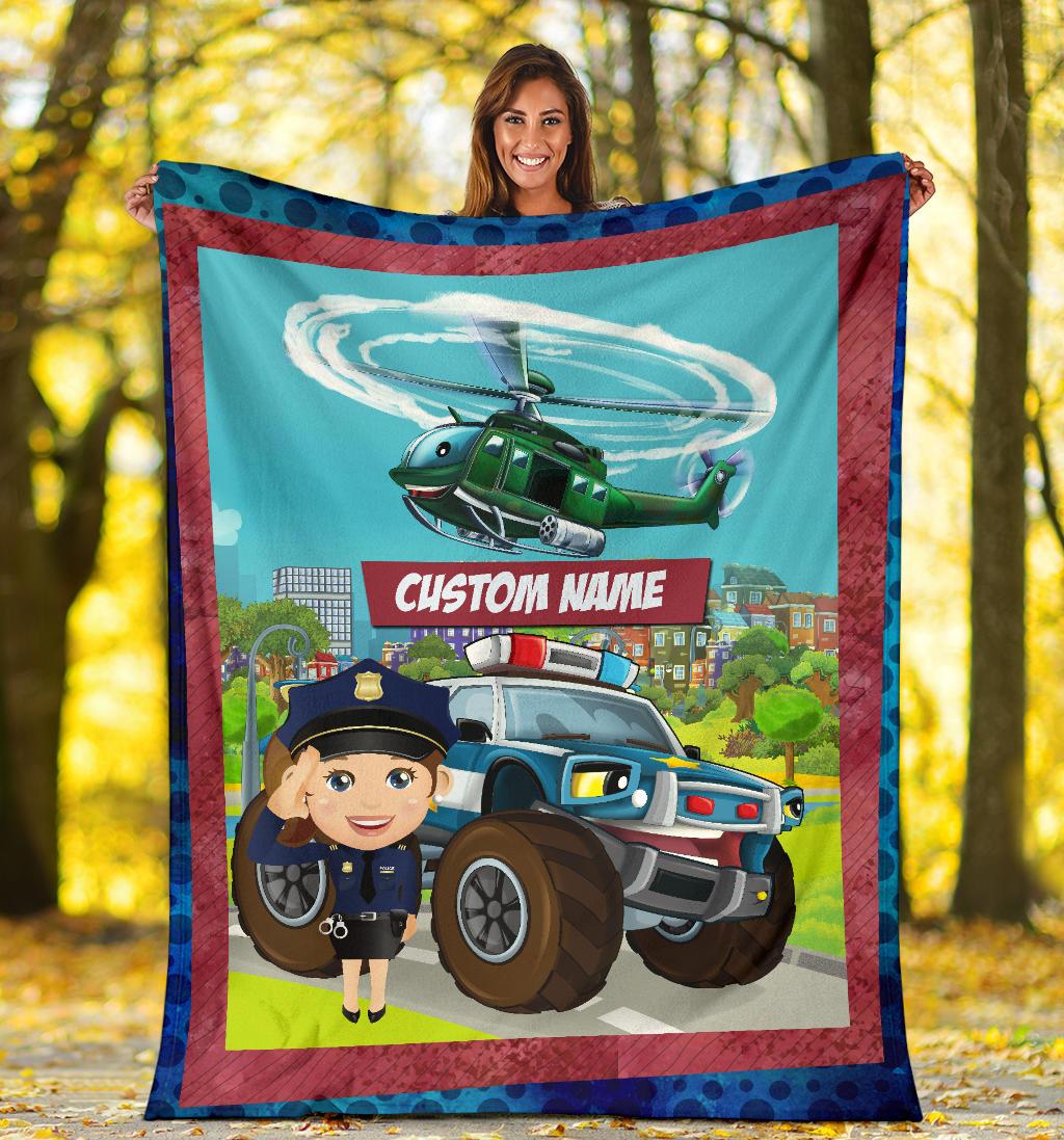 Personalized Name Police Blanket with Character Personalization