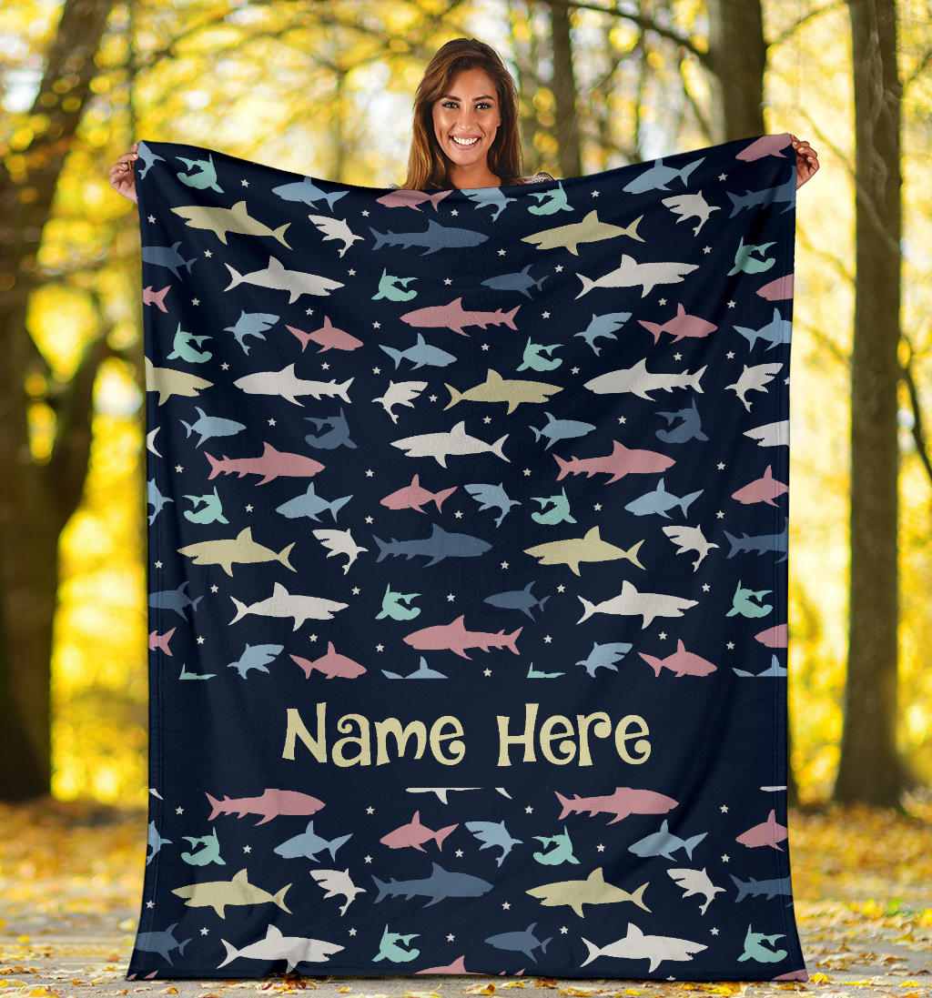 Personalized Name Shark Blanket for Kids