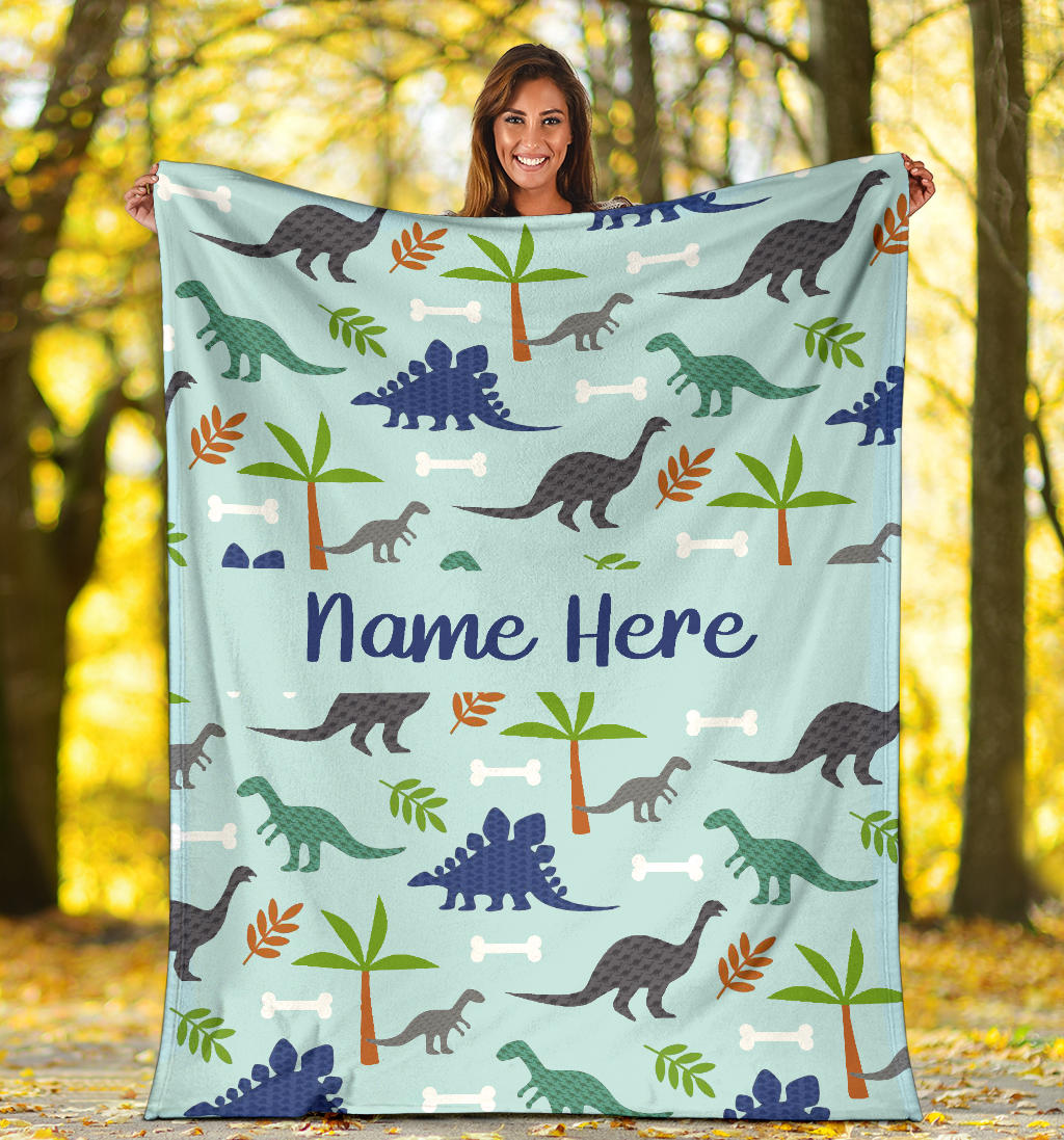 Personalized Dinosaur, Dino World Blanket for Boys, Kids