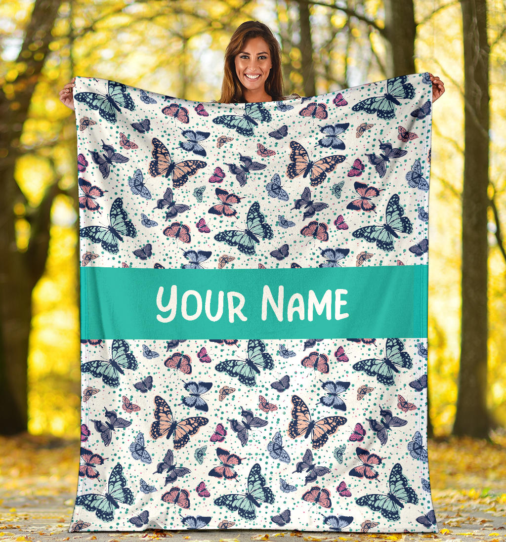 Personalized Name Butterflies Blanket for Girls & Boys, Children Blanket
