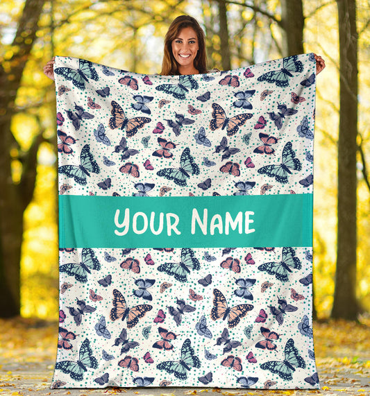 Personalized Name Butterflies Blanket for Girls & Boys, Children Blanket