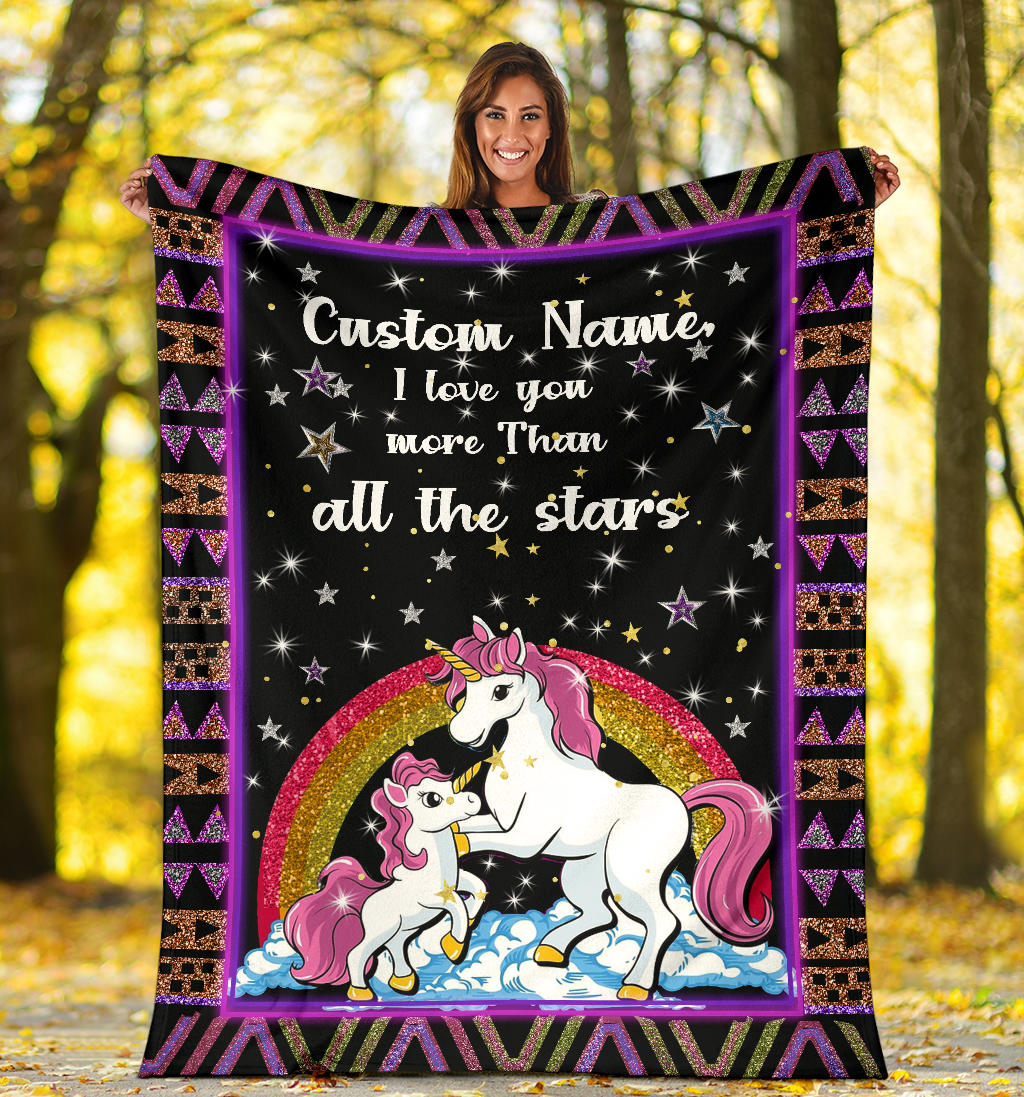 Personalized Name I Love You More Than All the Stars Blanket for Girls