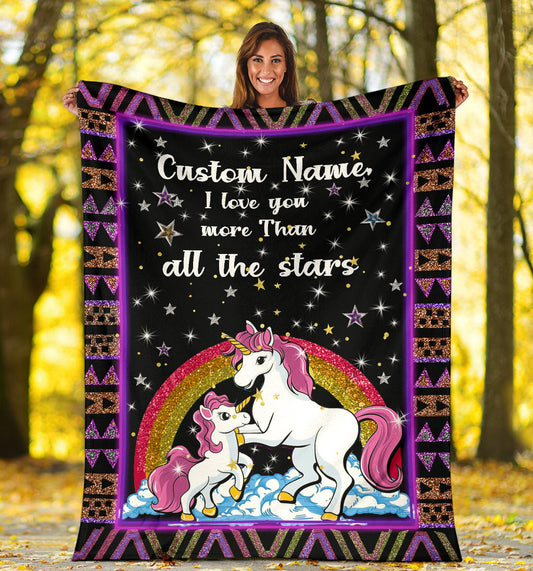 Personalized Name I Love You More Than All the Stars Blanket for Girls