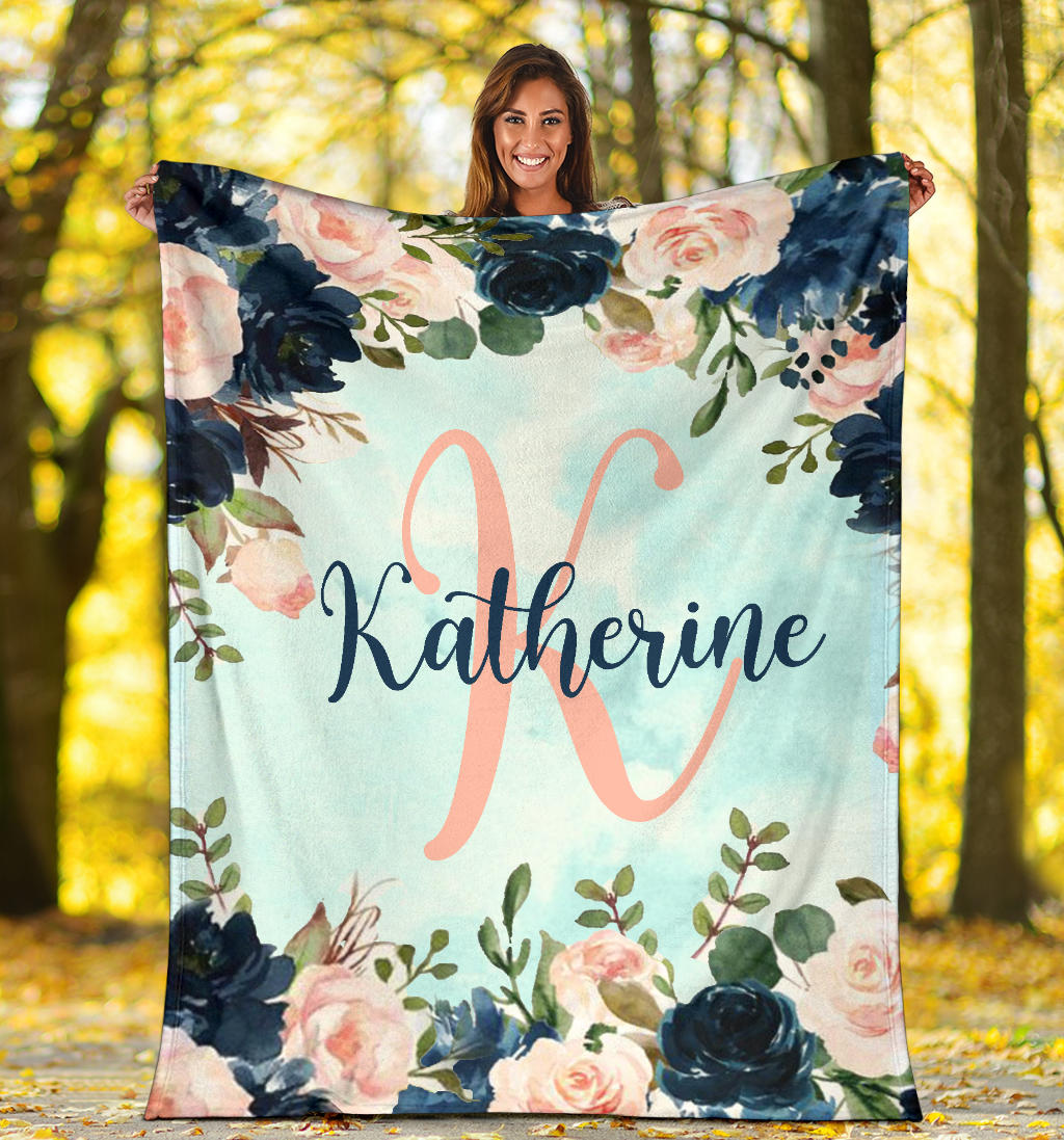 Personalized Name Baby & Girls Blanket with Roses