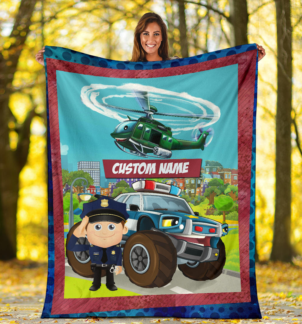 Personalized Name Police Blanket with Character Personalization