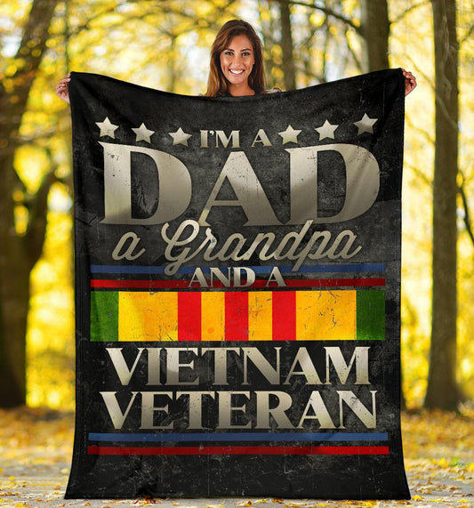 Veterans Day Gift, Army Veteran Blanket, Vietnam Veteran, Dad & a Grandpa
