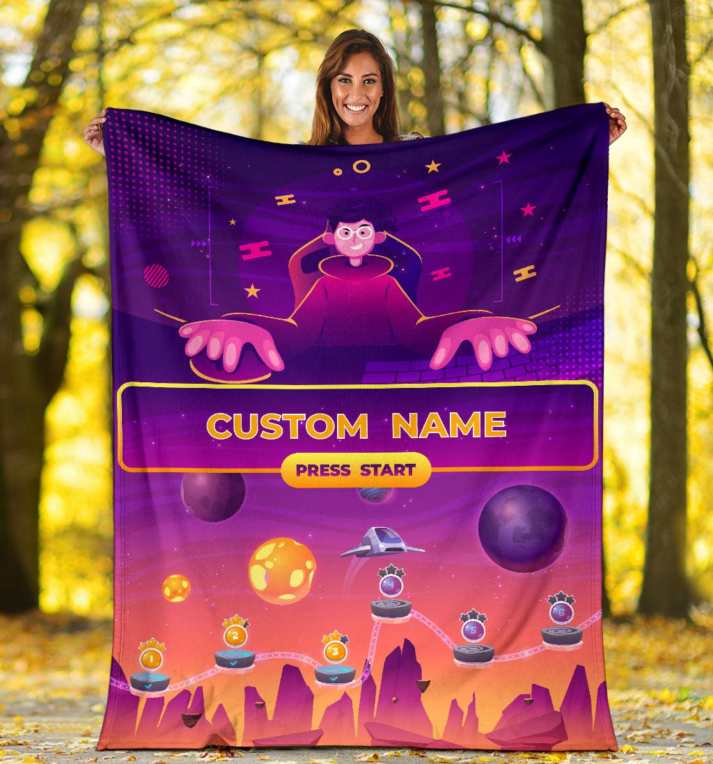 Personalized Name Gaming, Gamer Blanket for Boys and Girls, Kids Name Blanket