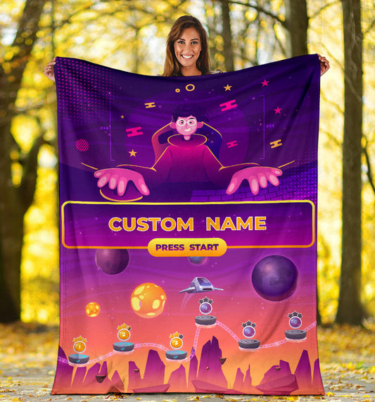 Personalized Name Gaming, Gamer Blanket for Boys and Girls, Kids Name Blanket