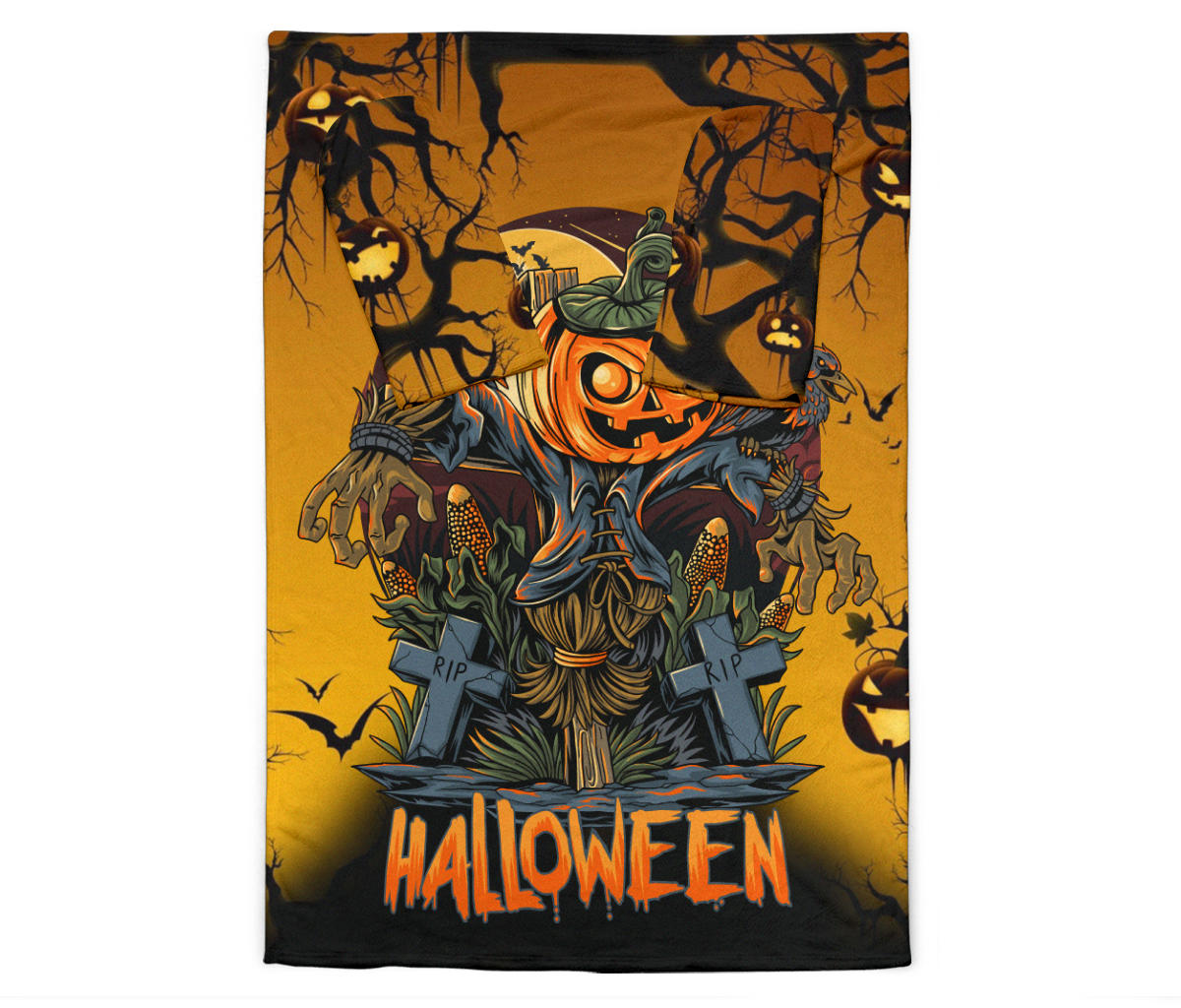 Scary Pumpkin Halloween Sleeve Blanket