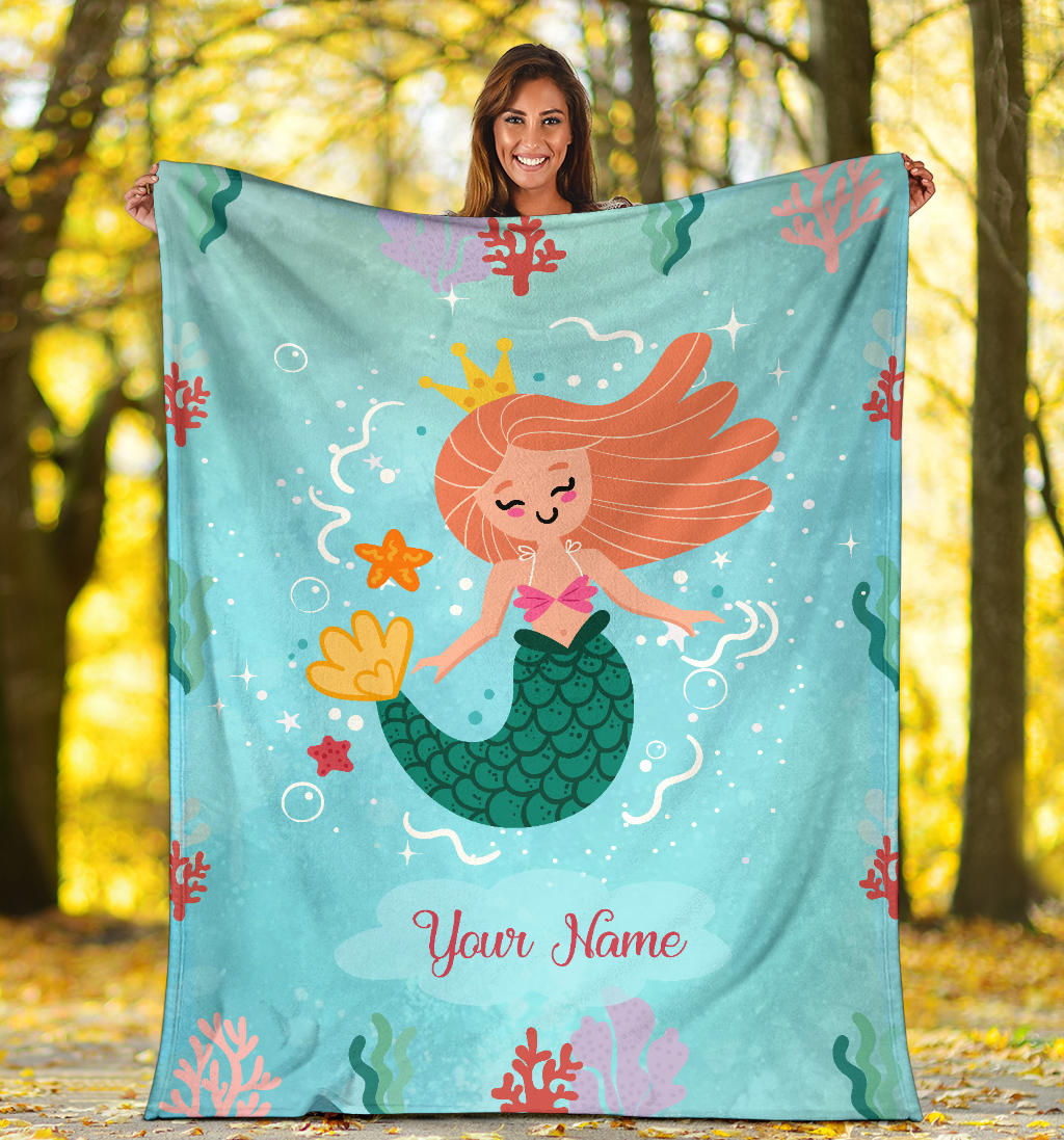 Personalized Name Mermaid Blanket for Girls
