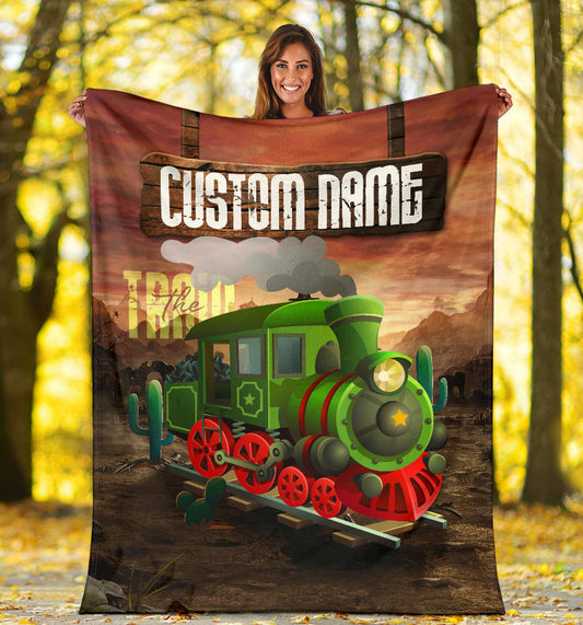 Personalized Name Wild West Train Blanket for Boys & Girls