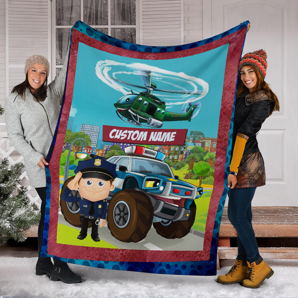 Personalized Name Police Blanket with Character Personalization