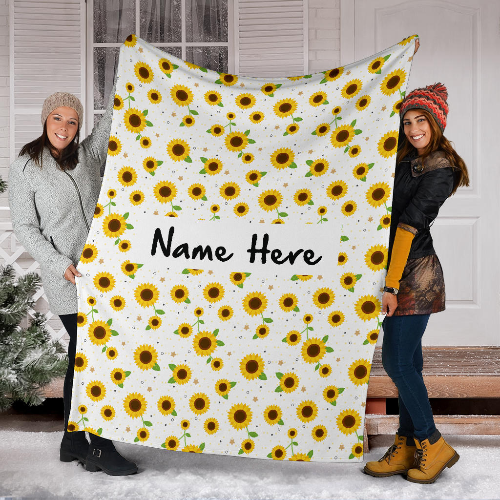 Personalized Name Cute Sunflower Pattern Blanket for Girls