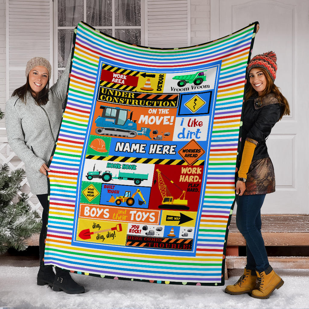 Under Construction Personalized Blanket for Boys