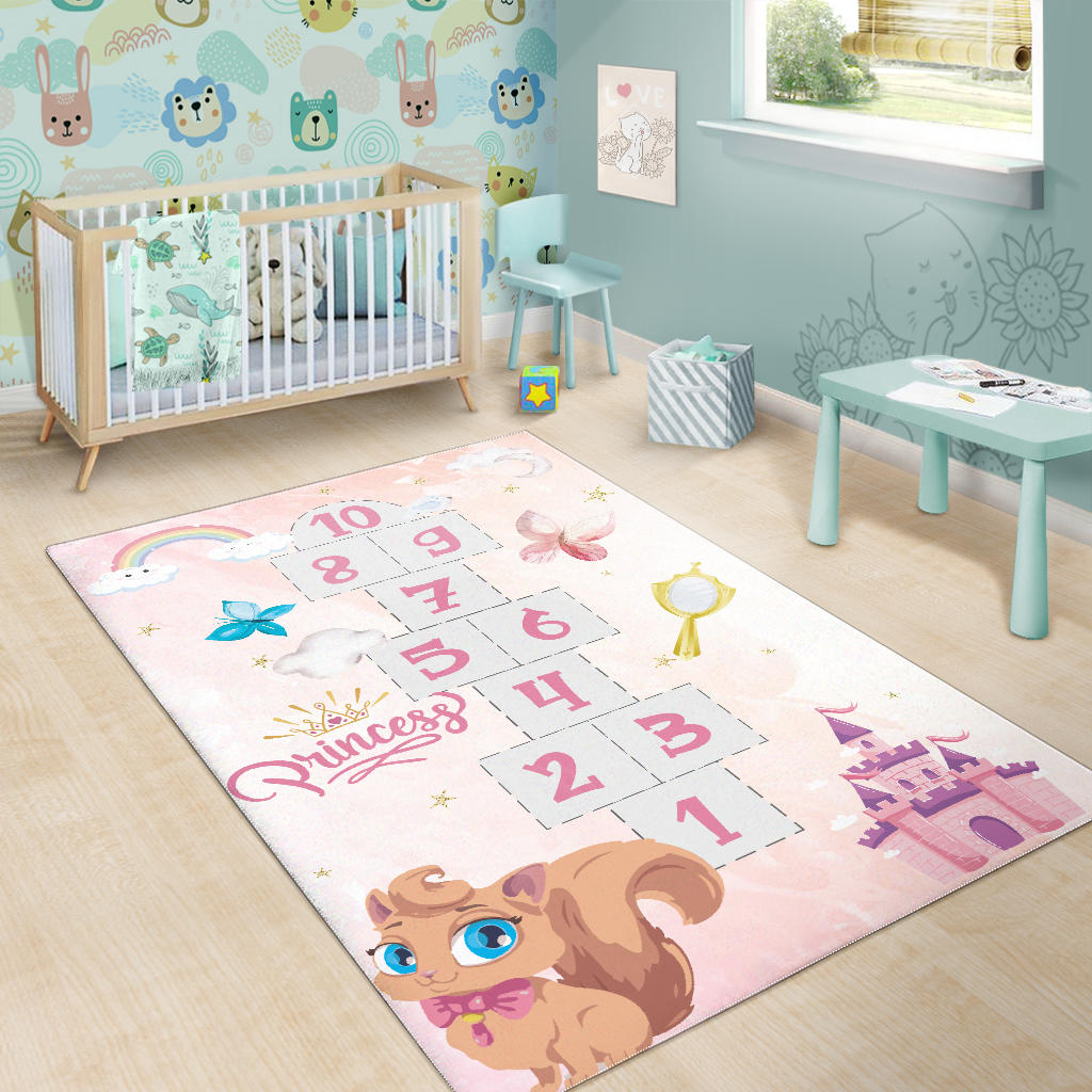 Princess Room Castle & Numbers Play Mat, Carpet for Girls Room