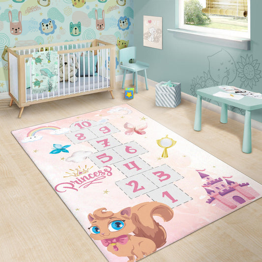 Princess Room Castle & Numbers Play Mat, Carpet for Girls Room