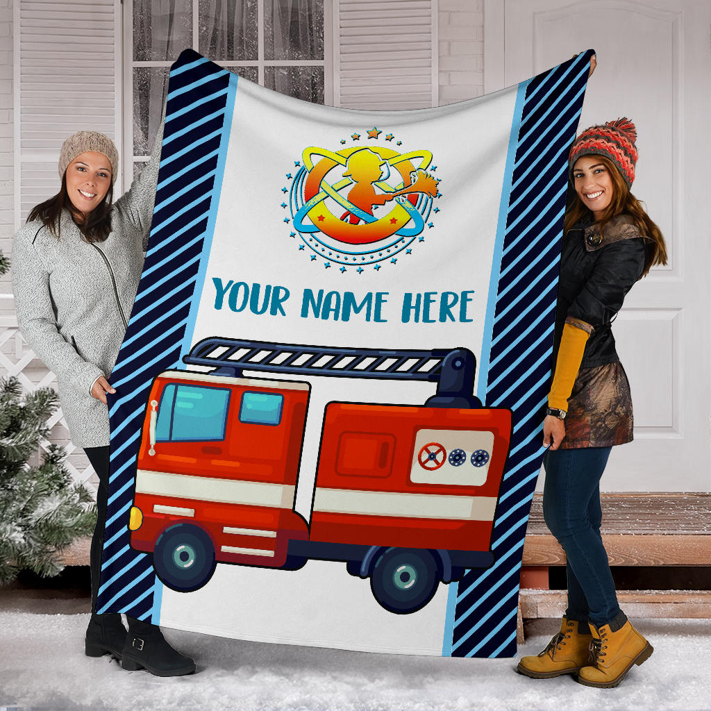 Personalized Name Firefighter Blanket for Boys