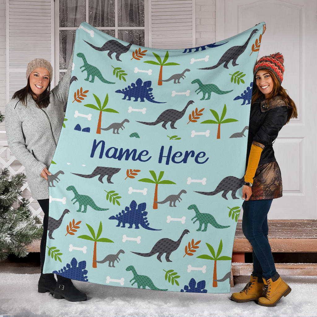 Personalized Dinosaur, Dino World Blanket for Boys, Kids