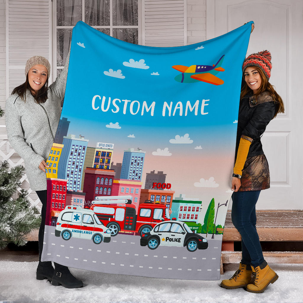 Personalized Name Police, Ambulance, Firefighter 911 Blanket for Kids, Boys & Girls Blanket