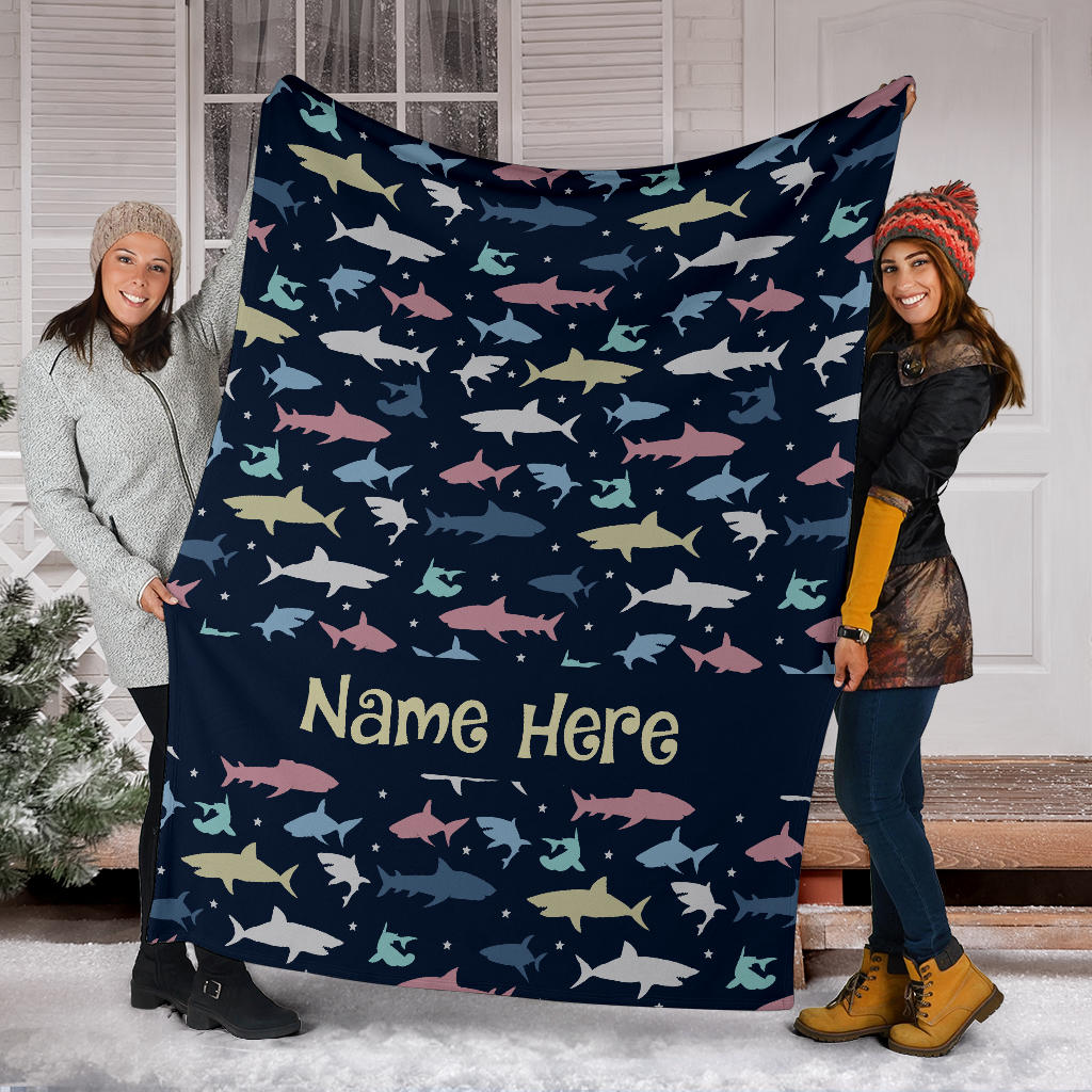 Personalized Name Shark Blanket for Kids