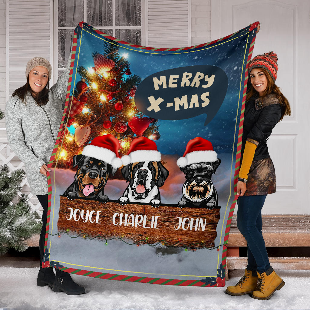 Personalized Cozy Christmas Blanket for Dog Lovers