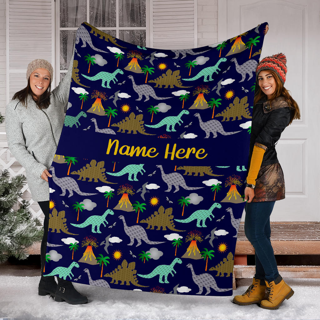 Personalized Dinosaurs, Dino World Blanket for Boys & Girls, Kids