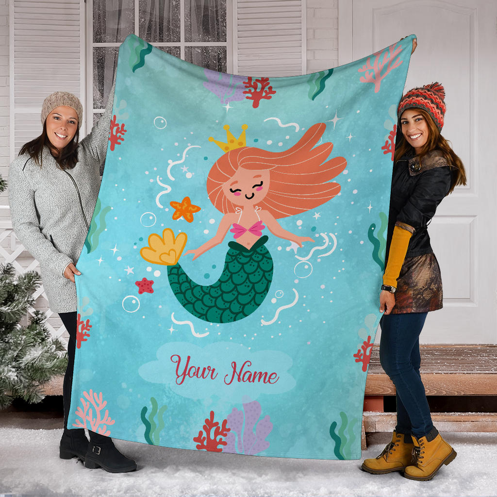 Personalized Name Mermaid Blanket for Girls